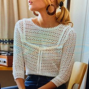 Sezane Joss crochet blouse navy